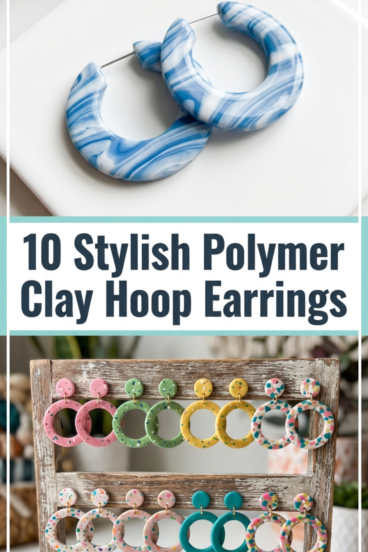 10 Polymer Clay Hoop Earrings
